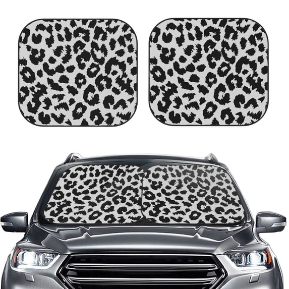 Bingfone Similar To Leopard Print Print 2-Piece Sun Shade Front Windshield - Foldable Car Front Window Sunshades For Most Sedans Suv Truck - Small