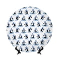 thumbnail image 1 of Bingfone Skiing Penguin Funny Print Bone China Dinner Decorative Plates,Handmade Ceramic Dinner Plate with Stand for Home Club-8in, 1 of 6