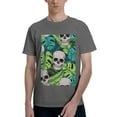 thumbnail image 1 of Bingfone Skull And Palm Leaves Men'S Loose Fit Short-Sleeve Pocket T-Shirt, 1 of 7