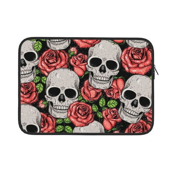 Bingfone Skull And Roses Laptop Sleeve Case 13 Inch, 360° Protective Computer Carrying Bag