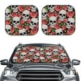 thumbnail image 1 of Bingfone Skull And Roses Print 2-Piece Sun Shade Front Windshield - Foldable Car Front Window Sunshades For Most Sedans Suv Truck - Small, 1 of 7