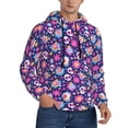 thumbnail image 1 of Bingfone Skull Blue Flower Men's Drawstring Hoodie Long Sleeve Pocket Sweatshirts-Small, 1 of 6