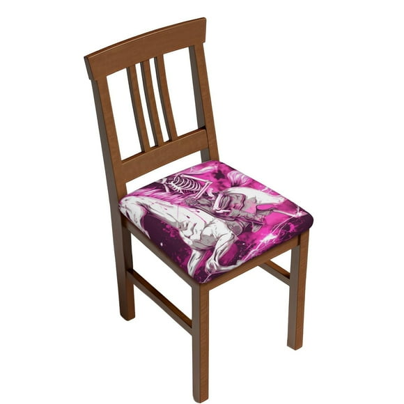 Bingfone Skull White Horse Restaurant Chair Seat Covers,Removable Washable Chair Covers Protects