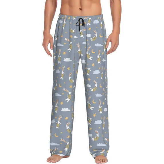 Bingfone Sleep Rabbit Mens All Over Print Sleep Pajama Pants-Medium