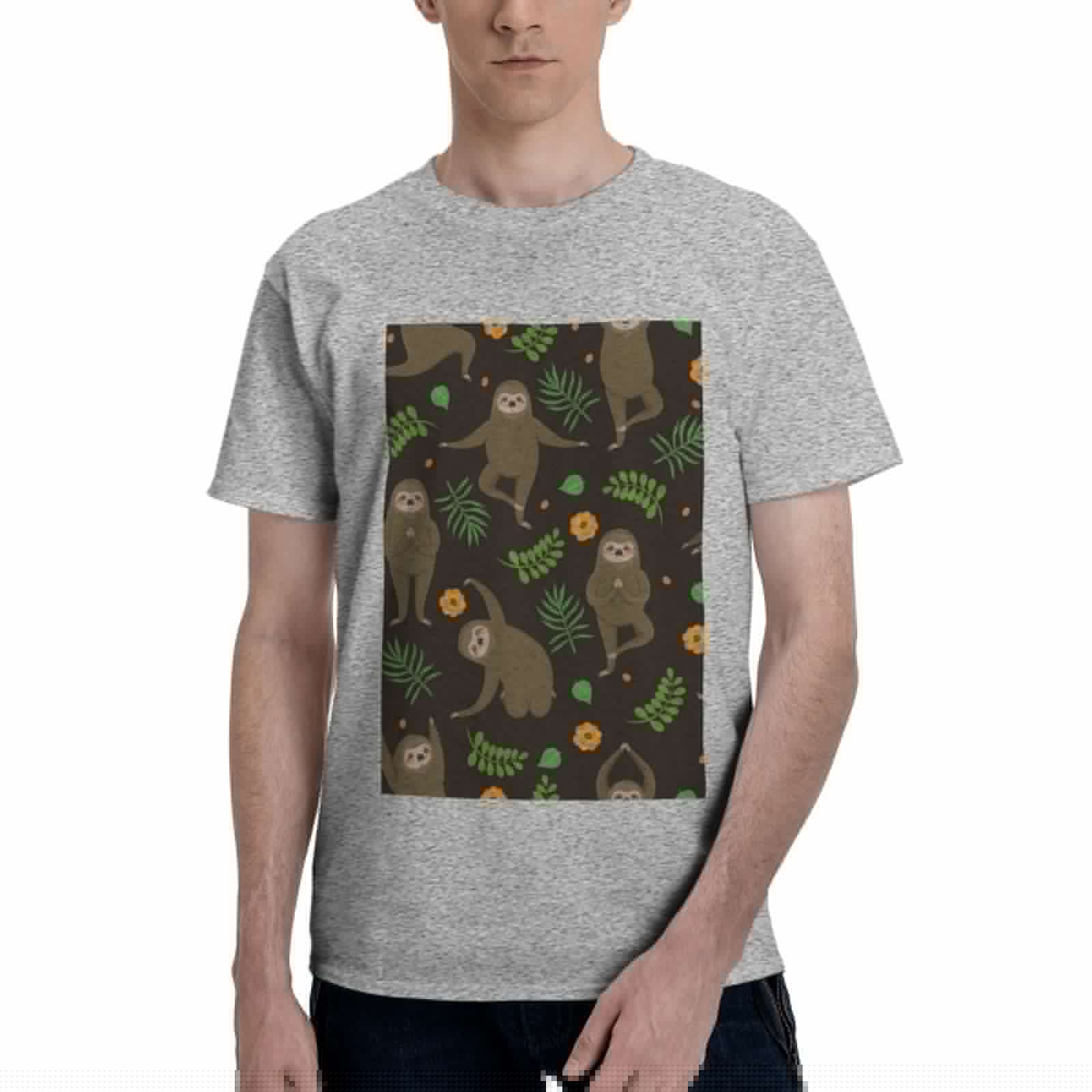 Bingfone Sloth Doing Yoga Men'S Loose Fit Short-Sleeve Pocket T-Shirt