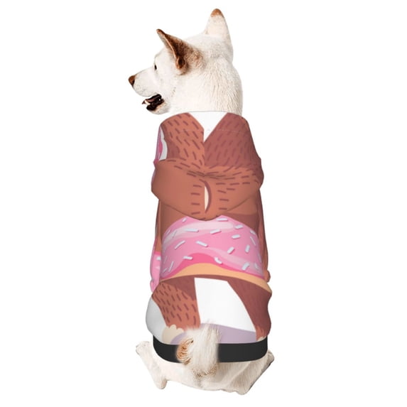 Bingfone Sloth With Donuts1 Dog Clothes Hoodie, Pet Winter Coat,Puppy Sweatshirts For Small Dogs Boy Girl,Suitable For All Breeds-Large