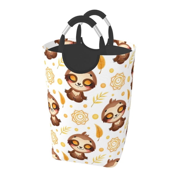 Bingfone Sloth Yoga Laundry Hamper,Large Canvas Fabric Lightweight Storage Basket Toy Organizer Dirty Clothes Collapsible