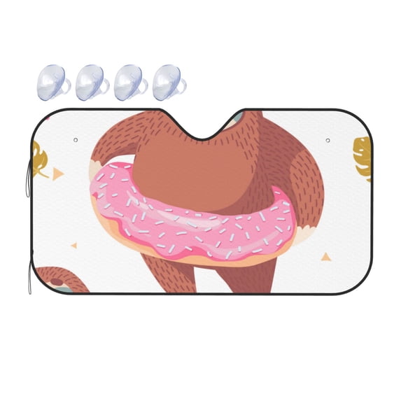 Bingfone Sloth with Donuts1 Car Windshield Sunshade,Sun Foldable Sun Shield Sun Visor for Car - Medium