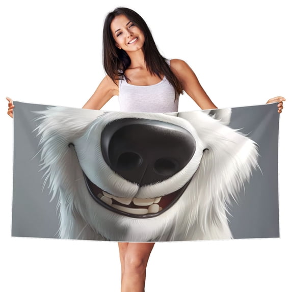 Bingfone Smiling Polar Bear Oversized 27.7x55 Inches Beach Towel, Super Absorbent Soft Plush Pool Towel, Bath Towel for Travel Sports Pool Swimming Bath Camping Yoga Girls Women Adults