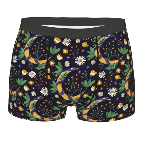 Bingfone Snake And Flower Men's Underwear - Casual Stretch Boxer Briefs-Small