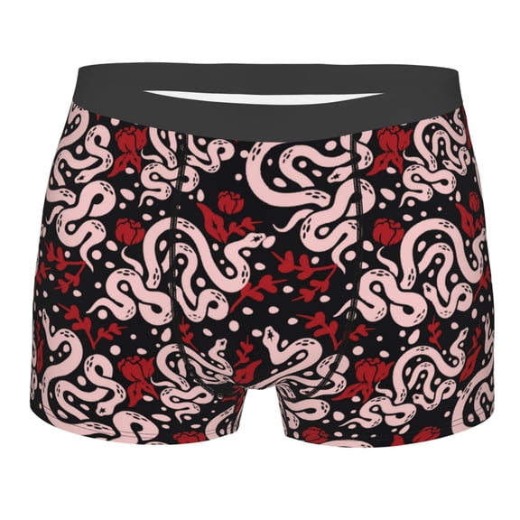 Bingfone Snake And Rose Men's Underwear - Casual Stretch Boxer Briefs-X-Large