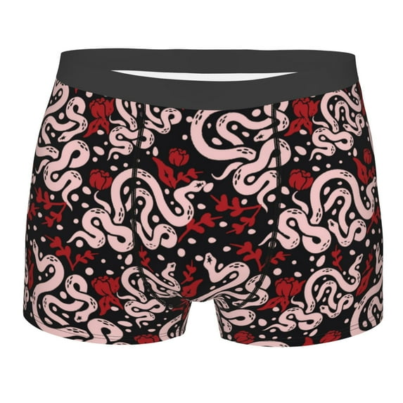 Bingfone Snake And Rose Men's Underwear - Casual Stretch Boxer Briefs-XX-Large