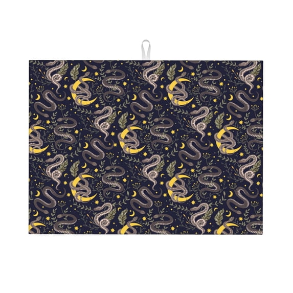 Bingfone Snake Sleep ,18" x 24"Dish Drying Mat for Kitchen Counter,Ultra Absorbent Microfiber