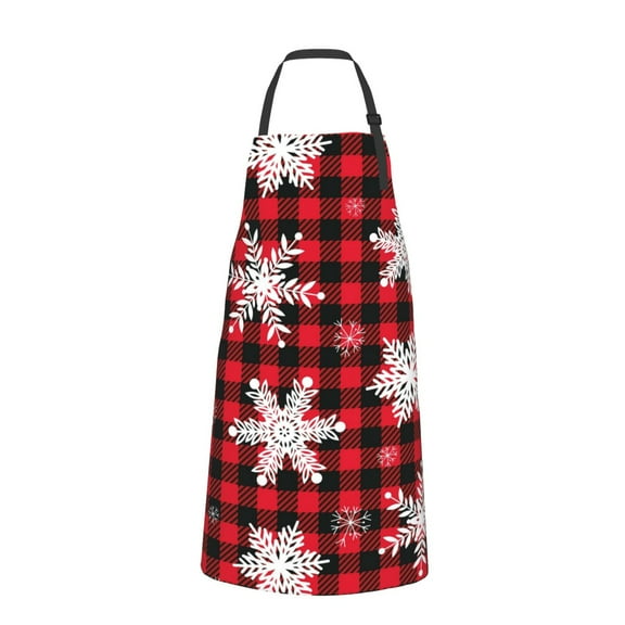 Bingfone Snowflakes On A Buffalo Plaid Christmas Apron Gifts For Men, Women Professional Grade Chef Apron For Kitchen,Bbq & Grill