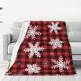 thumbnail image 1 of Bingfone Snowflakes On A Buffalo Plaid Christmas Print Flannel Fleece Blanket Throw Blanket For Bed,Sofa,Couch,Travel,Camping(60"X50"), 1 of 9