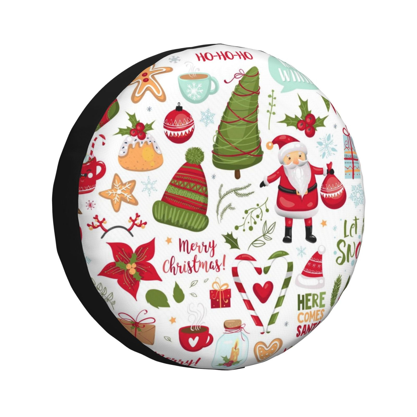 Bingfone Snowflakes Santa Claus Spare Tire Cover Weatherproof Universal ...