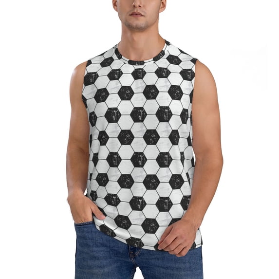 Bingfone Soccer Pattern Men's Tank Tops Workout Sleeveless Tee Shirts Running Beach Tanks for Men-XX-Large
