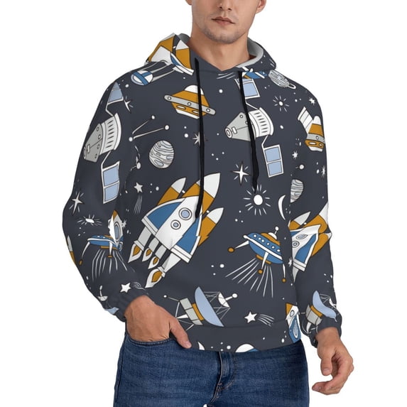 Bingfone Space Cars Men'S Drawstring Hoodie Long Sleeve Pocket Sweatshirts-Medium