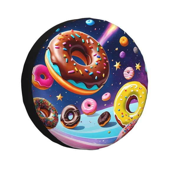 Bingfone Space Colorful Donut Spare Tire Cover Weatherproof Universal Wheel Protectors for RV Camper Travel Trailer SUV Truck-16 inch