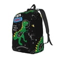 thumbnail image 1 of Bingfone Space Dino Cartoon Black Print Canvas College Laptop Backpack, Large Capacity Lightweight College Bookbag Casual Daypack-Small, 1 of 5