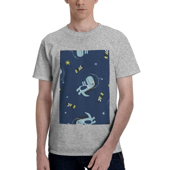Bingfone Space Dinosaur Men'S Loose Fit Short-Sleeve Pocket T-Shirt