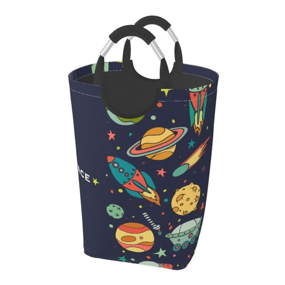 Bingfone Space Laundry Hamper,Large Canvas Fabric Lightweight Storage Basket Toy Organizer Dirty Clothes Collapsible