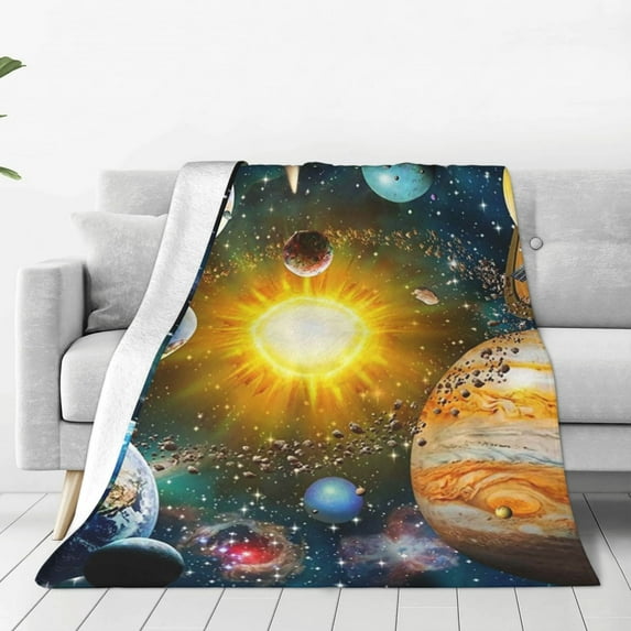 Bingfone Space Planet Print Flannel Fleece Blanket Throw Blanket For Bed,Sofa,Couch,Travel,Camping(40"X30")