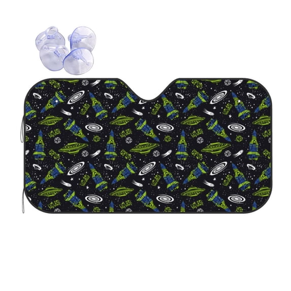 Bingfone Space Rockets Car Windshield Sun Shade Protector Keep Your Vehicle Cool Sun Shield Visor Cover Foldable-Medium