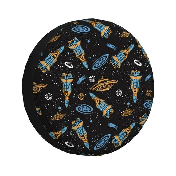 Bingfone Space Rockets Spare Tire Cover Weatherproof Universal Wheel Protectors for RV Camper Travel Trailer SUV Truck-15 inch