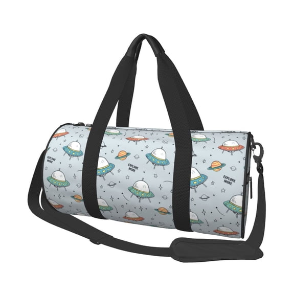 Bingfone Spaceship Print Gym Duffle Backpack for Men Women,Travel Weekender Carry-On Bags with Detachable Back Pack Straps for Traveling Overnight Climb Sports