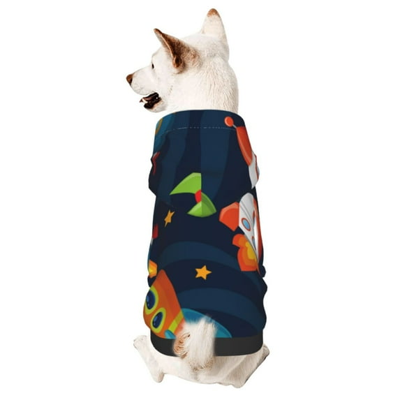 Bingfone Spaceships And Stars Dog Clothes Hoodie, Pet Winter Coat,Puppy Sweatshirts For Small Dogs Boy Girl,Suitable For All Breeds-Large