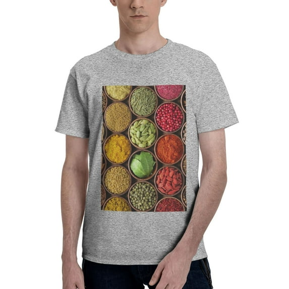 Bingfone Spices And Herbs Men'S Loose Fit Short-Sleeve Pocket T-Shirt