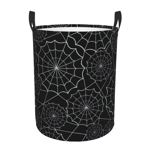 Bingfone Spider Web Black Waterproof Foldable Laundry Hamper Bucket With Handles For Storage Bin,Clothes Hamper (Small)