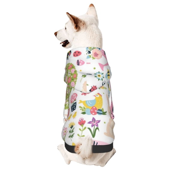 Bingfone Spring Flowers Birds Dog Clothes Hoodie, Pet Winter Coat,Puppy Sweatshirts For Small Dogs Boy Girl,Suitable For All Breeds-Xx-Large