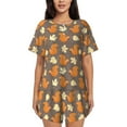 thumbnail image 1 of Bingfone Squirrel And Maple Leaves Print Pajamas Sets for Women Soft Short-Sleeved Pjs with Lounge Shorts Two Piece Sleepwear, 1 of 1