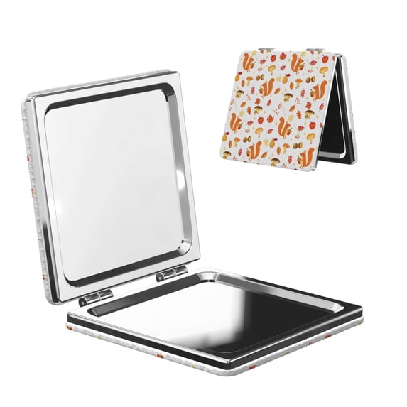 Bingfone Squirrel InThe Forest3 Print Compact Vanity Makeup Mirror for Men Women Girls for Pocket Purse Wallet Handbag,Portable Small Handheld Beauty Mirror-Square