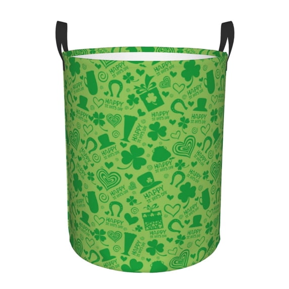 Bingfone St Patrick'S Day Waterproof Foldable Laundry Hamper Bucket With Handles For Storage Bin,Clothes Hamper (Medium)