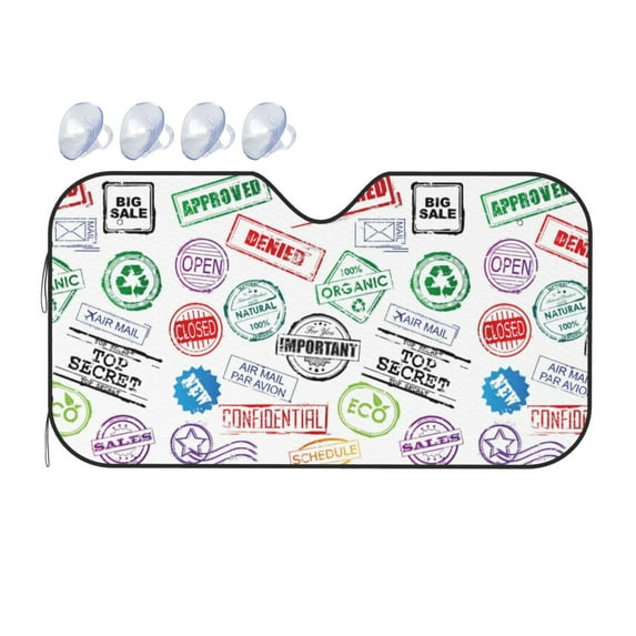 Bingfone Stamp Set Collection Car Windshield Sunshade,Sun Foldable Sun Shield Sun Visor For Car - Medium