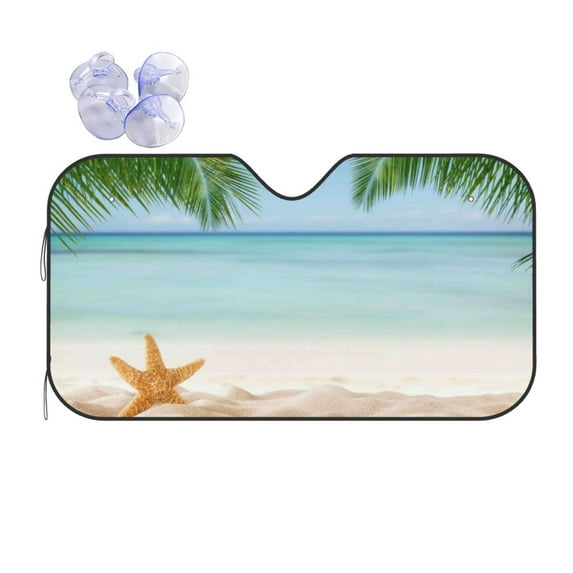 Bingfone Starfish In Beach Car Windshield Sun Shade Protector Keep Your Vehicle Cool Sun Shield Visor Cover Foldable For Car Truck Suv-Medium