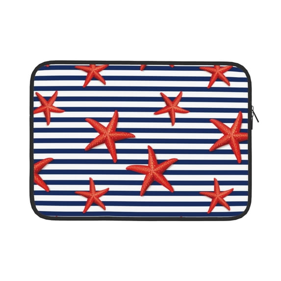 Bingfone Starfish Navy Blue Stripe Laptop Sleeve Case 15 Inch, 360° Protective Computer Carrying Bag