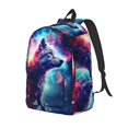 thumbnail image 1 of Bingfone Starry Multicolored Wolf Print Canvas College Laptop Backpack, Large Capacity Lightweight College Bookbag Casual Daypack-Small, 1 of 5