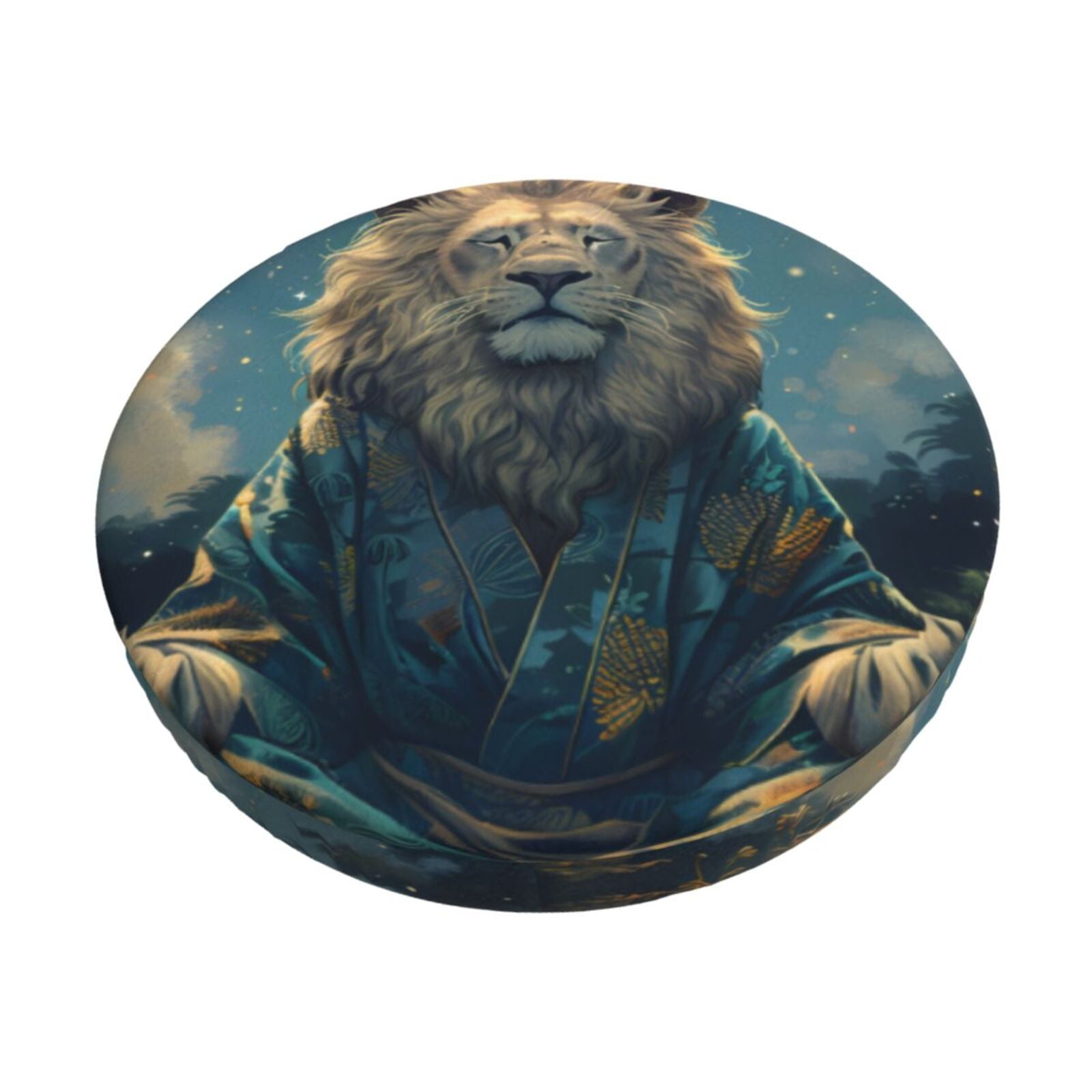 Bingfone Starry Sky Meditating Lion Padded Round Bar Stool Cover ...