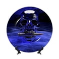 thumbnail image 1 of Bingfone Steel Skull Print Bone China Dinner Decorative Plates,Handmade Ceramic Dinner Plate with Stand for Home Club-6in, 1 of 6