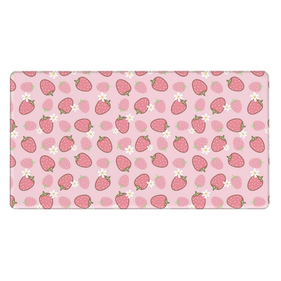 Bingfone Strawberries Large Gaming Mouse Pad,Extended Desk Mousepad with Stitched Edges,Non-Slip Base,Water Resist Keyboard Pad for Gamer, Office & Home, 29.5 x 16 in