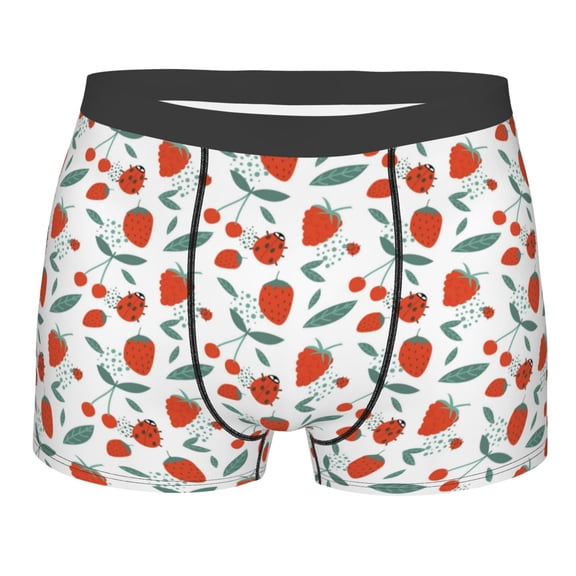 Bingfone Strawberries Men's Underwear - Casual Stretch Boxer Briefs-Small