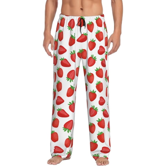 Bingfone Strawberries Mens All Over Print Sleep Pajama Pants-X-Large