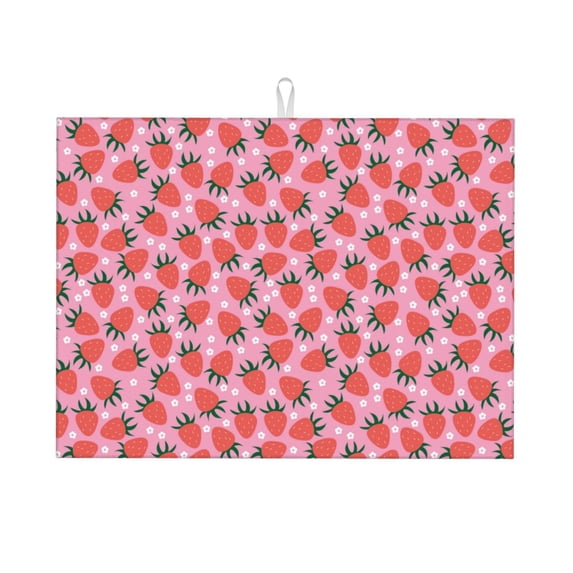 Bingfone Strawberry ,18" x 24"Dish Drying Mat for Kitchen Counter,Ultra Absorbent Microfiber