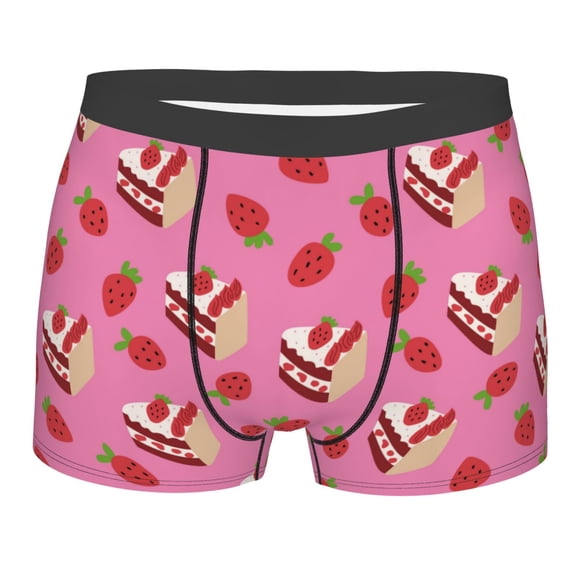 Bingfone Strawberry Cake Men's Underwear - Casual Stretch Boxer Briefs-Medium