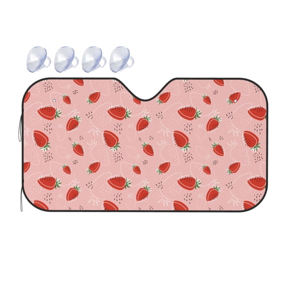 Bingfone Strawberry Car Windshield Sunshade,Sun Foldable Sun Shield Sun Visor for Car - Small
