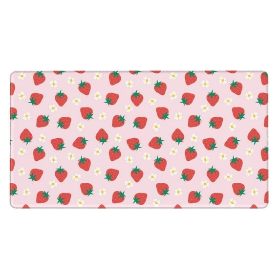 Bingfone Strawberry Floral Large Gaming Mouse Pad,Extended Desk Mousepad with Stitched Edges,Non-Slip Base,Water Resist Keyboard Pad for Gamer, Office & Home, 29.5 x 16 in